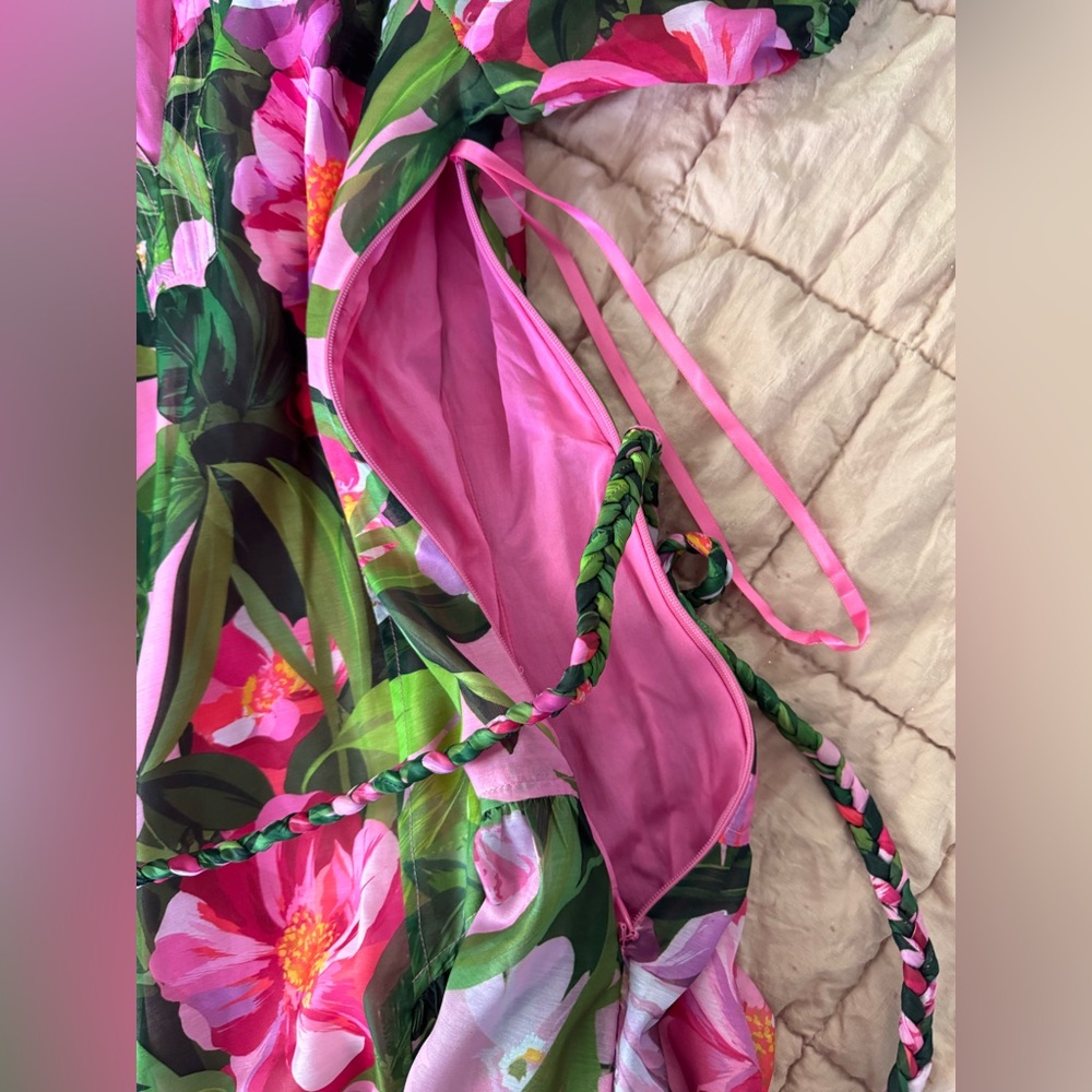 Alex Marie Pink Floral Maxi Dress Size 8 Puff Sleeve Modest Spring - Picture 10 of 10